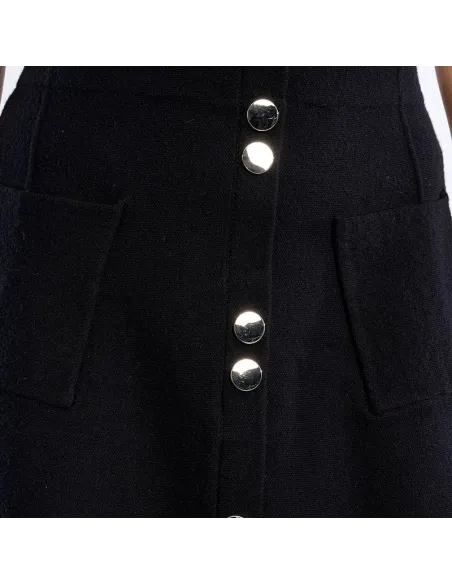 Mini jupe en maille, taille haute, Noir