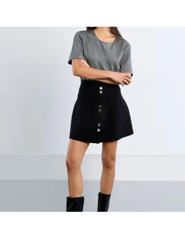 Mini jupe en maille, taille haute, Noir