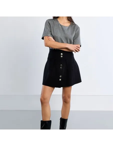 Mini jupe en maille, taille haute, Noir