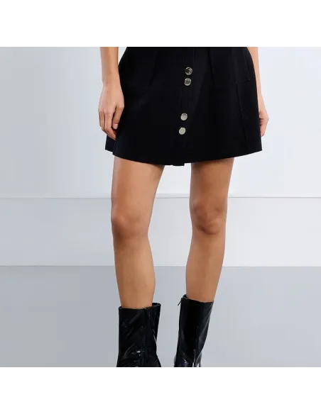 Mini jupe en maille, taille haute, Noir