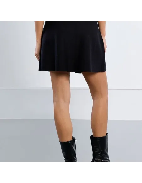 Mini jupe en maille, taille haute, Noir