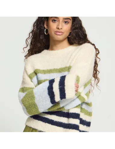 Pull BOSELE LS, BIRCH BLUE STRIPE