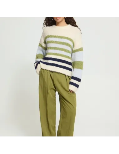 Pull BOSELE LS, BIRCH BLUE STRIPE