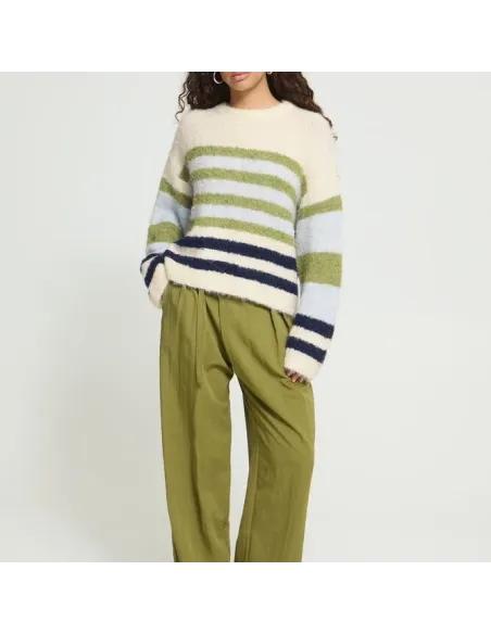 Pull BOSELE LS, BIRCH BLUE STRIPE