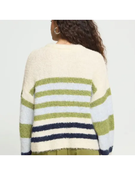 Pull BOSELE LS, BIRCH BLUE STRIPE
