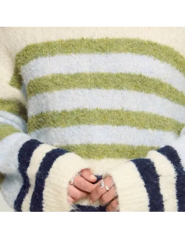 Pull BOSELE LS, BIRCH BLUE STRIPE