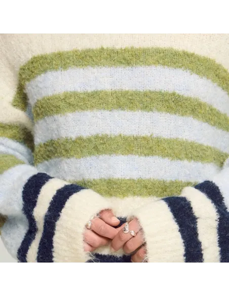 Pull BOSELE LS, BIRCH BLUE STRIPE