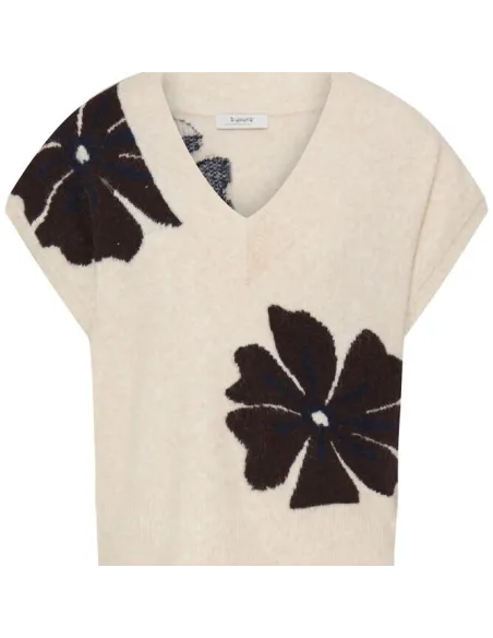 Pull OMEA VNECK, FIG MEL FLOWER