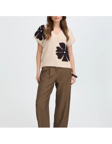 Pull OMEA VNECK, FIG MEL FLOWER