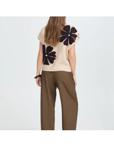 Pull OMEA VNECK, FIG MEL FLOWER