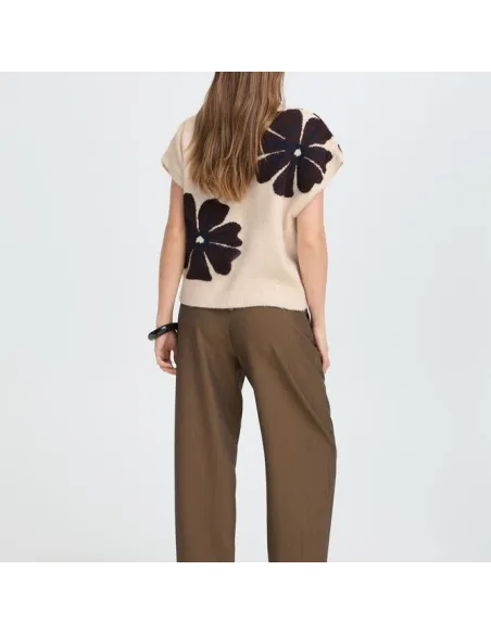 Pull OMEA VNECK, FIG MEL FLOWER