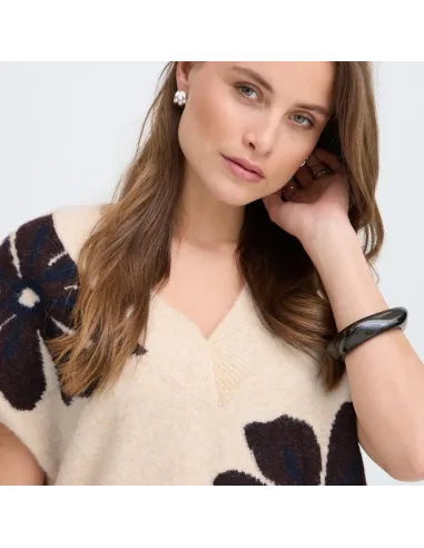 Pull OMEA VNECK, FIG MEL FLOWER