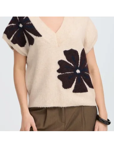 Pull OMEA VNECK, FIG MEL FLOWER