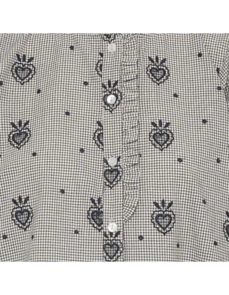 Chemise ELOZA SH, BIRCH/DARK BLUE CHECK W. EMB