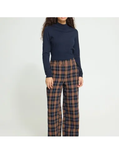 Pantalon KALIA PA, DARK BLUE/BROWN CHECK