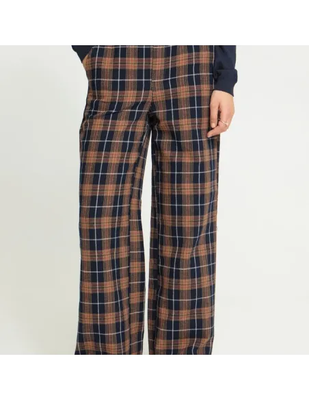 Pantalon KALIA PA, DARK BLUE/BROWN CHECK