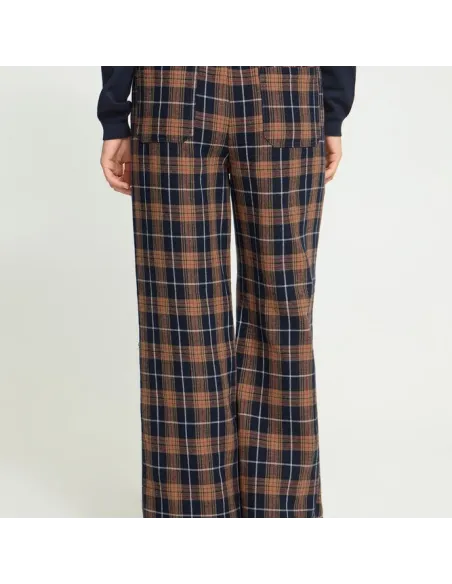 Pantalon KALIA PA, DARK BLUE/BROWN CHECK