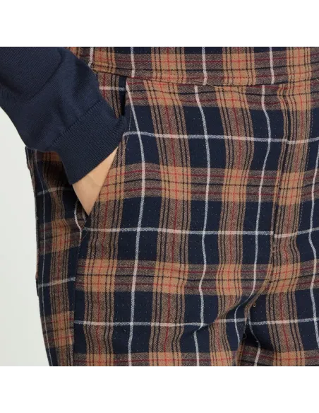 Pantalon KALIA PA, DARK BLUE/BROWN CHECK