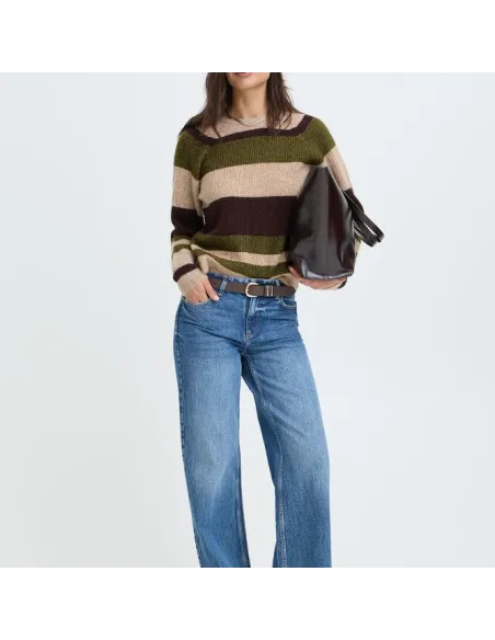 Pull OTAJA, AVOCADO MELANGE STRIPE