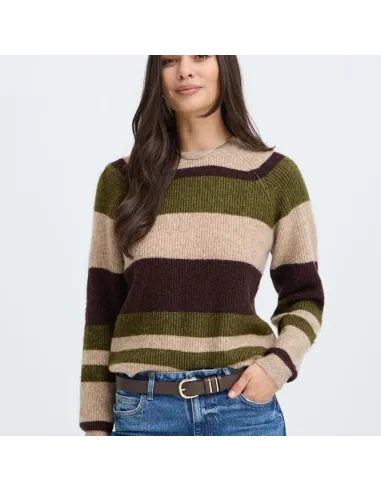 Pull OTAJA, AVOCADO MELANGE STRIPE