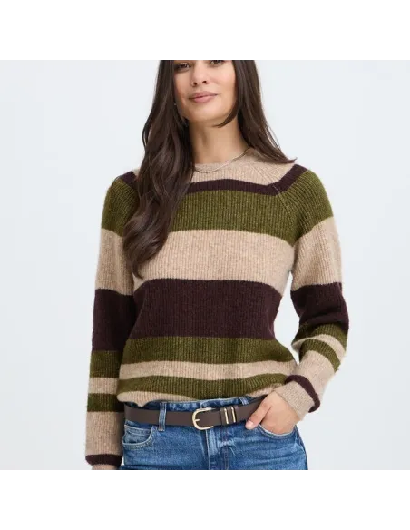 Pull OTAJA, AVOCADO MELANGE STRIPE