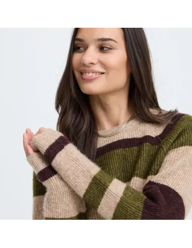 Pull OTAJA, AVOCADO MELANGE STRIPE