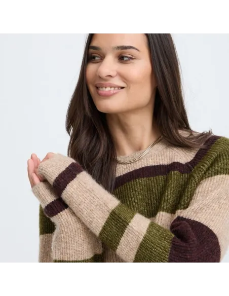 Pull OTAJA, AVOCADO MELANGE STRIPE