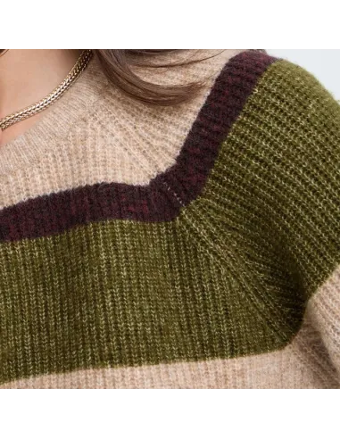 Pull OTAJA, AVOCADO MELANGE STRIPE