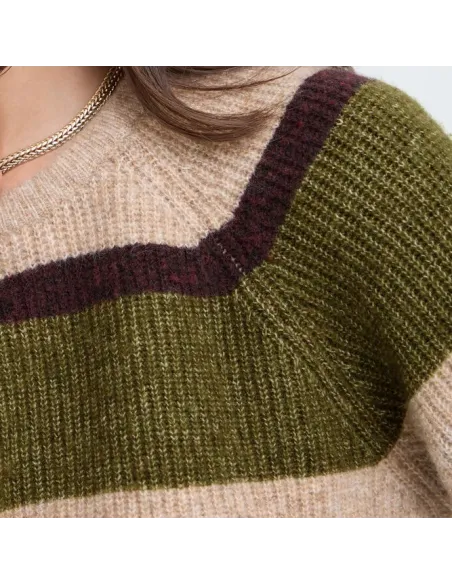 Pull OTAJA, AVOCADO MELANGE STRIPE