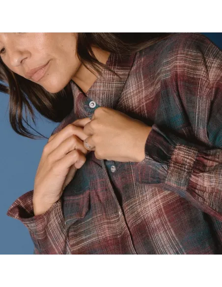CHEMISE PERIHAN, Carreaux prune