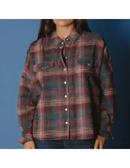 CHEMISE PERIHAN, Carreaux prune