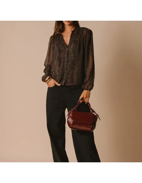 BLOUSE PALMINA, Imprimé brun