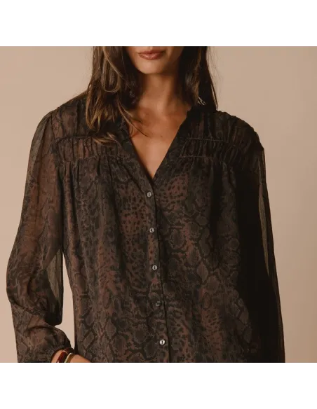 BLOUSE PALMINA, Imprimé brun