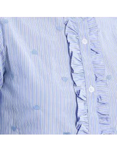 Chemise en popeline de coton, col victorien, Bleu 2
