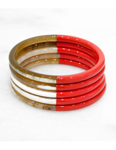 Bracelet coloré en corne véritable, rouge