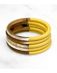 Bracelet coloré en corne véritable, jaune