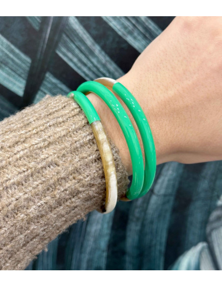 Bracelet coloré en corne véritable, vert