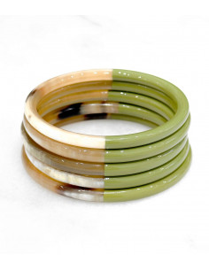 Bracelet coloré en corne véritable, kaki