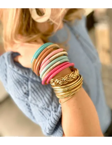 Bracelet coloré en corne véritable, violet