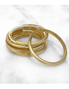 Bracelet coloré en corne véritable, feuilles d'or