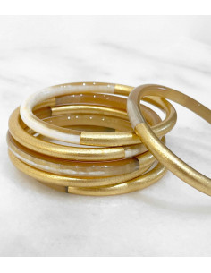 Bracelet coloré en corne véritable, feuilles d'or 2
