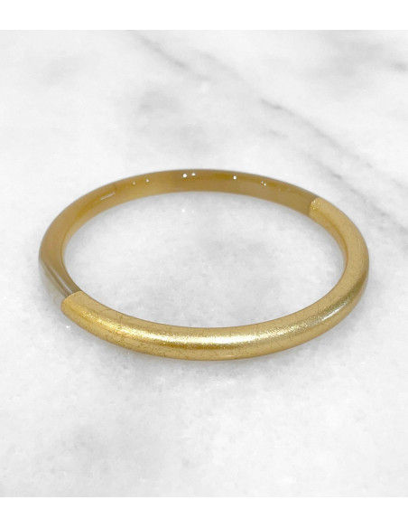 Bracelet coloré en corne véritable, feuilles d'or
