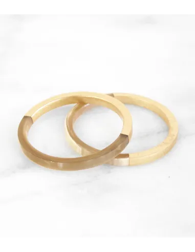 Jonc carré corne doré à la feuille d'or, section carré