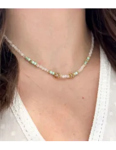 Colliers perles naturelles, Acier inoxydable, turquoise 2