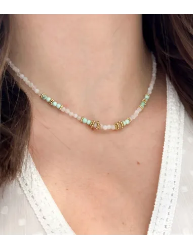 Colliers perles naturelles, Acier inoxydable, turquoise