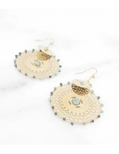 Boucles avec pierres naturelles, acier, african turquoise