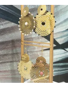 Boucles avec pierres naturelles, acier, african turquoise 2