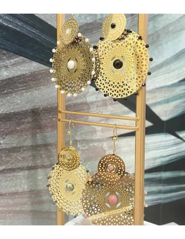 Boucles avec pierres naturelles, acier, african turquoise