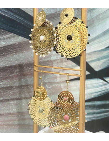 Boucles avec pierres naturelles, acier, african turquoise
